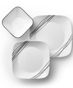Corelle® Square Simple Sketch 18-piece Dinnerware Set. Service for 6