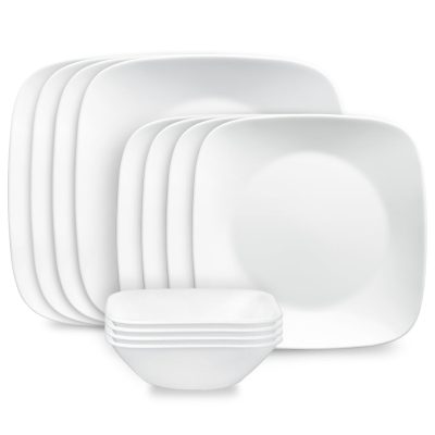 Corelle® Square™ Pure White 12-piece Dinnerware Set. Service for 4