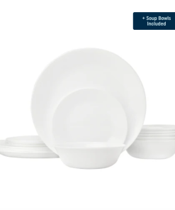 Corelle® Winter Frost White Dinnerware Set – Service for 6 + Soup Bowls