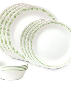 Corelle® Spring Blossom Green 12-piece Dinnerware Set. Service for 4
