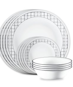 Corelle® Delicate Grid 18-piece Dinnerware Set. Service for 6